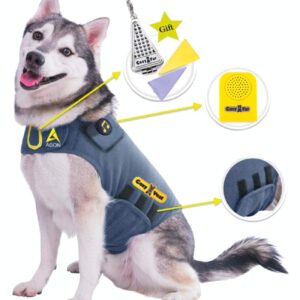 CozyVest® Dog Anxiety Vest 3-in-1 Music & Aromatherapy Shirt, Relaxing Sound & Essential Oils Jacket, Fireworks Thunder Separation & Thunderstorm Canine Stress Relief Coat (Gray, XXS [Up to 7 Lbs])