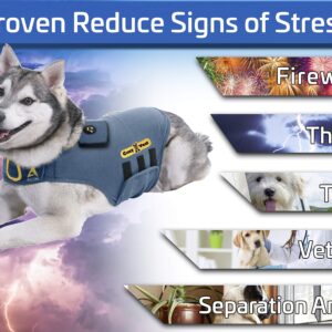 CozyVest® Dog Anxiety Vest 3-in-1 Music & Aromatherapy Shirt, Relaxing Sound & Essential Oils Jacket, Fireworks Thunder Separation & Thunderstorm Canine Stress Relief Coat (Gray, XXS [Up to 7 Lbs])