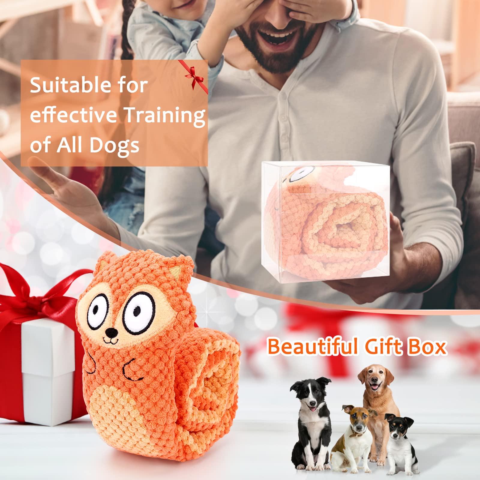 Letsmeet Squeak Dog Toys, Dog Puzzle Toys IQ Training, Dog Snuffle Toys Foraging Instinct Training Puppy Toys with Beautiful Gift Box