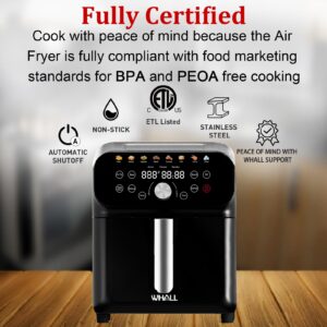 WHALL Air Fryer, 6QT Air Fryer Oven with LED Digital Touchscreen, 12 Preset Cooking Functions Air fryers, Dishwasher-Safe Basket, Stainless Steel/BS