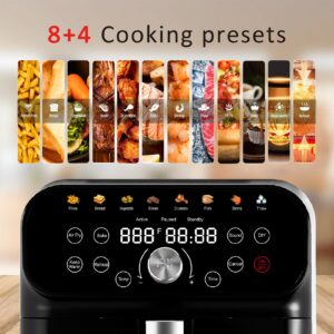 WHALL Air Fryer, 6QT Air Fryer Oven with LED Digital Touchscreen, 12 Preset Cooking Functions Air fryers, Dishwasher-Safe Basket, Stainless Steel/BS