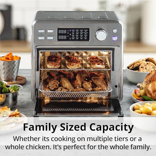 Ariawave Mini 16QT Air Fryer & Toaster Oven, Multifunctional with 15 Presets - Fry, Bake, Roast, Grill, Oil-Free, Compact Design, Inclusive Accessories, 360° Rotisserie Feature