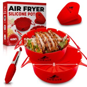 towayr - air fryer accessories set - safe cooking tools, baking trays, pots, pans, reusable baskets, gourmia air fryer accessories- perfect for air fryer liners and othr air fryer