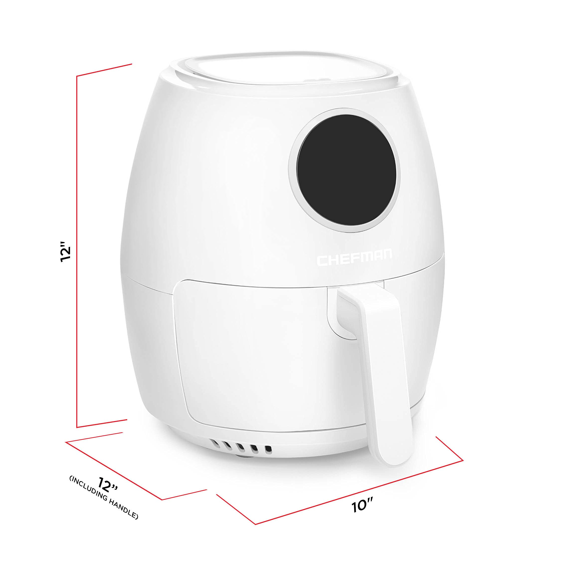 CHEFMAN Small Air Fryer Healthy Cooking, 3.7 Qt, Nonstick, User Friendly and Digital Touch Screen, w/ 60 Minute Timer & Auto Shutoff, Dishwasher Safe Basket, BPA-Free, Glossy White