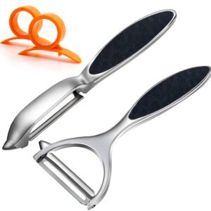 Vegetable Peeler, Potato Peelers for Kitchen Stainless Steel Multi-function Set Fruit Peeler For Kitchen and Household Tools Y & I Shape Swivel Blades with ​2 Orange Citrus Peelers