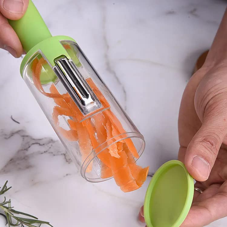 Vegetable Peeler for kitchen, Potato Peelers for Fruits Straing Blade, Durable Non-Slip Handle, New-Shaped Peelers with Container, Dual purpsose Fish Scaler