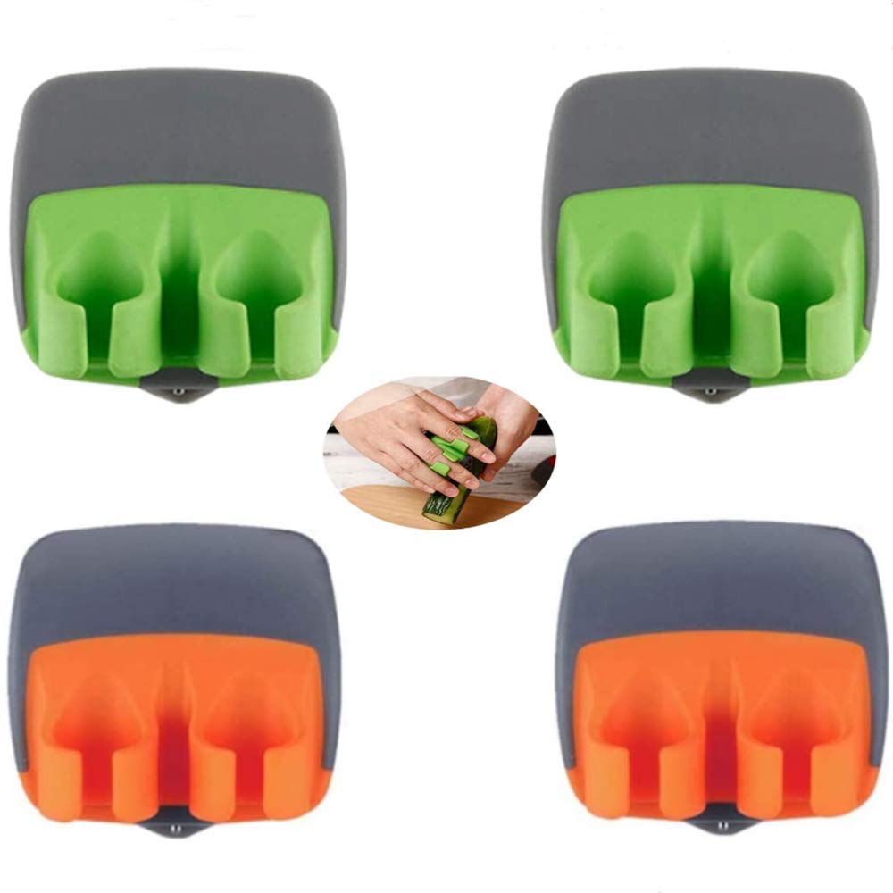 4 Pack Hand Vegetable Peeler Palm Peeler Finger Potato Peeler Rubber Finger Grips Comfortable to Peel Potato, Carrot and Cucumber (Two Colors)