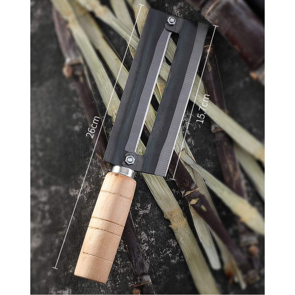 Sugar Cane Peeler Knife, Sugarcane Peeling Kinfe Stainless Steel Paring Potato peelers Peeler Carbon Steel Sugar Cane Peeling Cutter with Wooden Handle (As Shown)