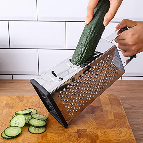 Baiwm Kitchen Multi-Purpose Four-Sided Planer Set, Household Stainless Steel Cheese, Peeling Fruits and Vegetables, Potato Planer, Black Melon Planer, Cooking Tool Accessories