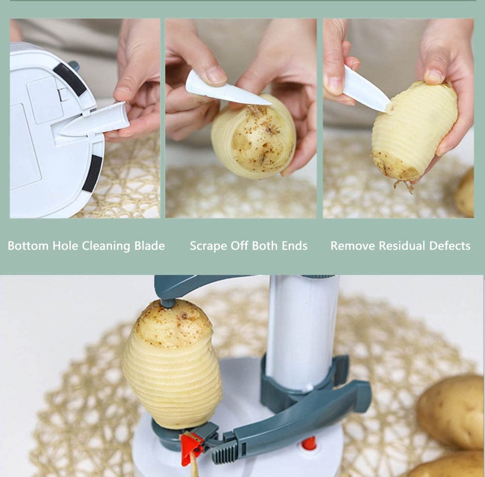 Electric Rotato Peeler，Automatic Apple Peeler Machine,Multifunction Potato Peeler Rapid Rotating Peeling Tool Cutter for Kitchen Fruits & Vegetables