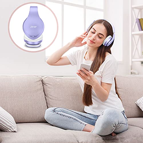 ZIHNIC Bluetooth Headphones Over-Ear, Foldable Wireless and Wired Stereo Headset Micro SD/TF, FM for Cell Phone,PC,Soft Earmuffs &Light Weight for Prolonged Wearing (Purple)