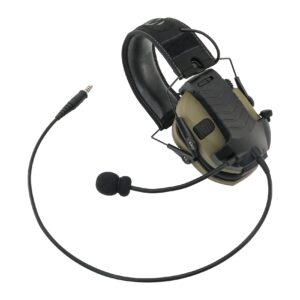 TSVISIONCORE Microphone & PTT for Walker's Razor Noise Cancelling Headphones Airsoft（Black）