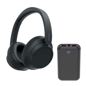 sony whch720n wireless over the ear noise canceling headphones (black) with wireless headphones accessory bundle (2 items)