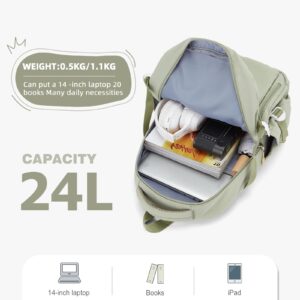 BOXSAM Lightweight Backpack for Women, Large Laptop Travel Backpack Casual Daypack College Bag Rucksack for Men. Green