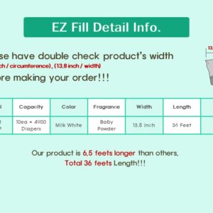 Fit for Dekor Classic Diaper Pails Refills - EZ Fill Diaper Pail Refills 10 Counts(10 Refills), White, (M700WP)