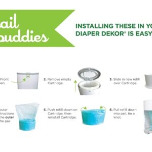 Pail Buddies Diaper Pail Refills | 6 Count | Compatible with Dekor Plus Diaper Pail | Strong, Durable Diaper Pail Refills with Fresh, Baby Powder Scent