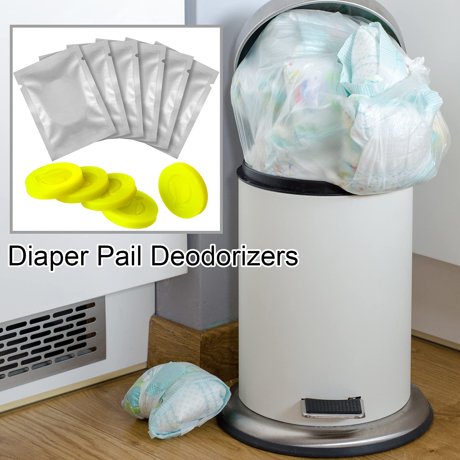 12 Pieces Diaper Pail Deodorizers Baby Diaper Deodorizing Disc Diaper Bucket Air Freshener Keep Diaper Pails Smelling Fresh, Yellow