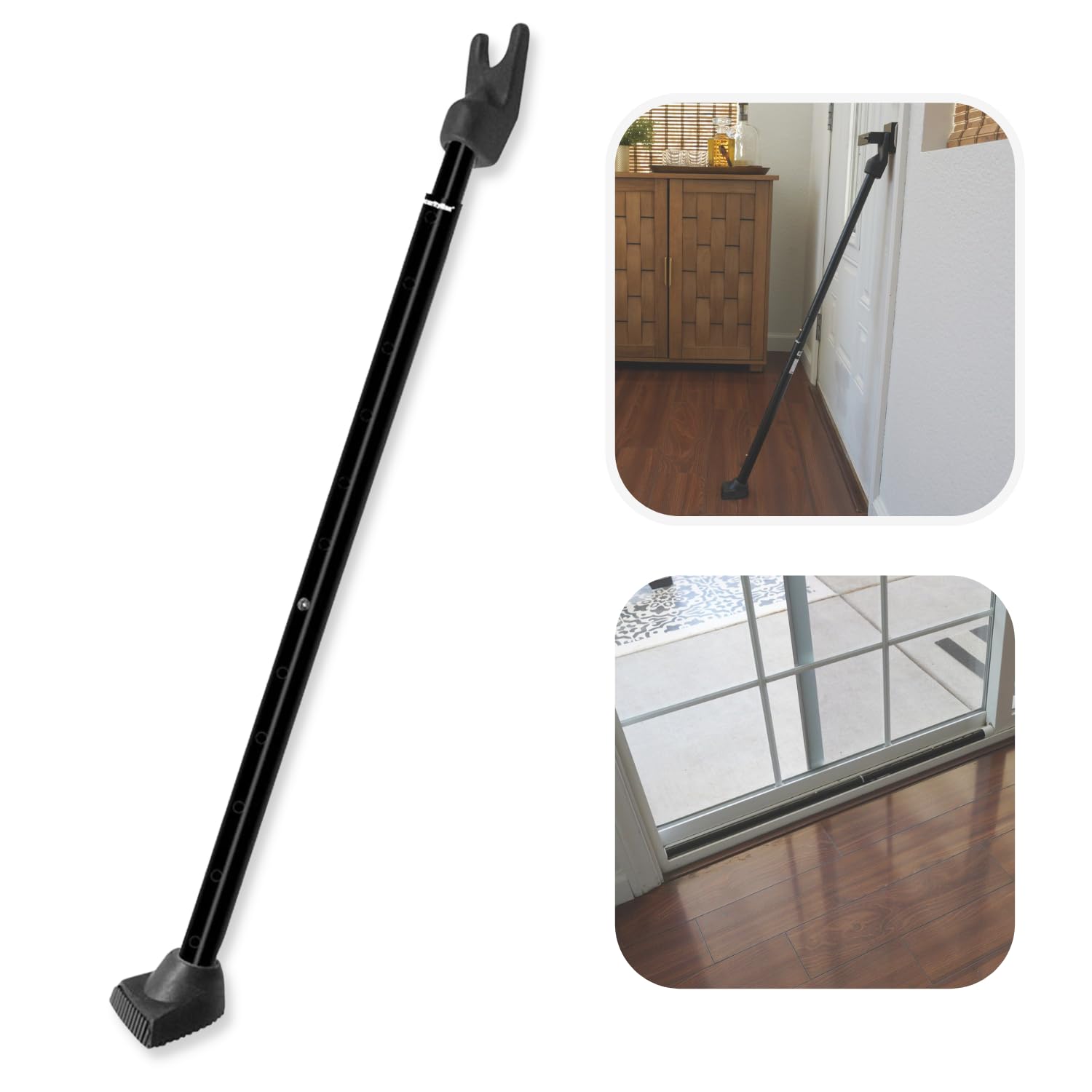 SECURITYMAN 2-in-1 Door Security Bar & Sliding Door Security Bar - Door Jammer Constructed of High Grade Iron - Black Door Stoppers Security Bar