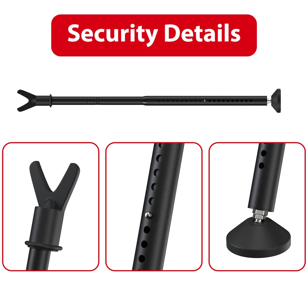 Door Security Bar, 3-in-1 Security Door Stoppers for Sliding Patio, Adjustable Front Door & Window Barricade Security Stick for Home Security, Door Lock Bar from Inside for Apartment