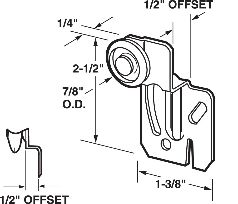 Prime-Line N 6501 Closet Door Roller with 1/2 In. Offset and 7/8 In. Nylon Wheel (2 Pack)