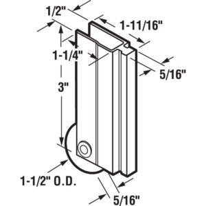 Prime-Line G 3037, 1-1/2 in. Nylon Ball Bearing Bypass Door Roller Assembly, Mill