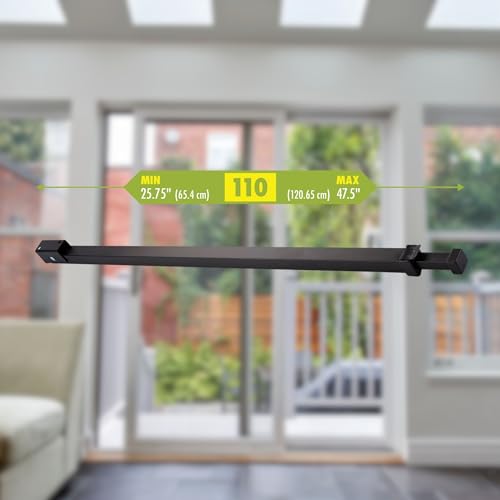 Ideal Security Sliding Door Security Bar for Patio Doors and Sliding Glass Doors, Black, Recyclable Cardboard Package, (25.75-47.5 Inches)