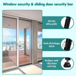 Sliding Door Security Bar, 15.5 to 51 Inch Window Security Bar, Adjustable Security Bar for Balcony Sliding Door,Patio Door Security, Apartment Window Black 2Pcs