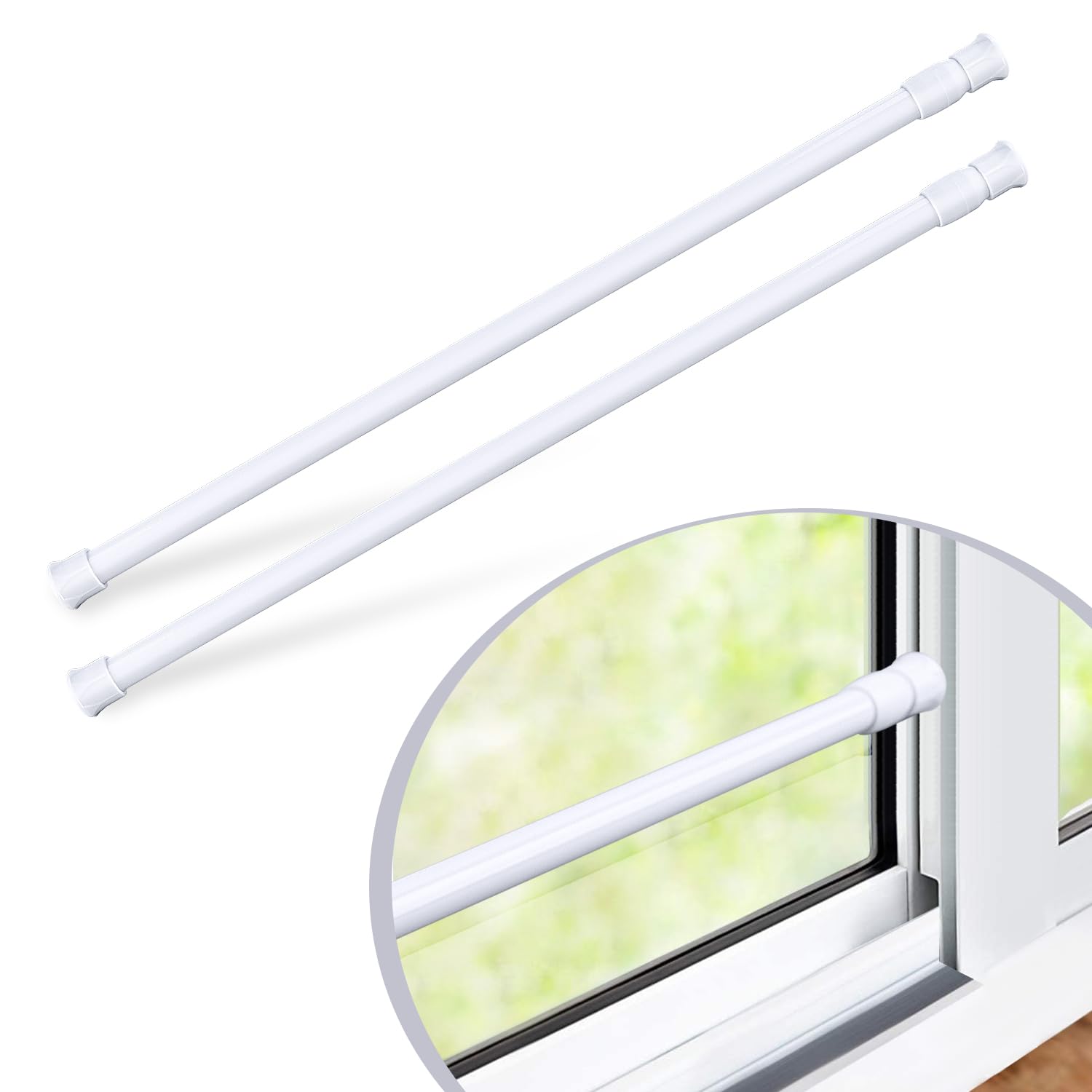 WXJ13 2-Piece Window Security bar，Sliding Door Security Bar, Adjustable Sliding Glass Door Lock, Extends from 15.8-27.6 Inches (White)