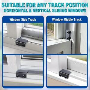 Sliding Window Locks (6 Sets), Security Window Locks with Keys, Adjustable Aluminum Sliding Window Stops, Easy Installation Without Drilling, for Vertical and Horizontal Sliding Windows (Black)