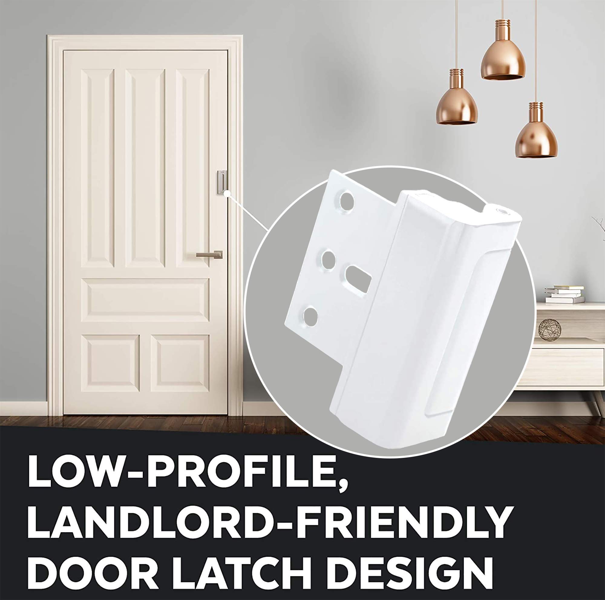 Door Lock for Home Security (2-Pack) - Easy to Install Door Latch Device, Aluminum Construction| Child Proof & Tamper Resistant, White Door Locks