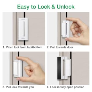 Home Security Door Reinforcement Lock - Safety Child Proof Door Locks with 8 Screws for Inward Swinging Front Doors, Extra Add a Top Lock Inside Withstands 800 lbs Deadbolt Latch, Guard Bedroom Patio