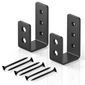 2 x 4 Door Barricade Brackets, SOCBAZZAR Heavy Duty Door Barricade Security Bar Holder U Bracket Fits 2 x 4 Lumber for Door Brace, Door Jammer, Tool Hanger - Carbon Steel, Black (2 Pack)