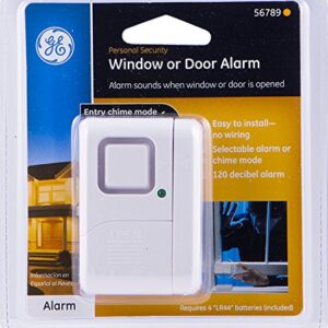 GE Personal Security Window and Door Alarm, 1 Pack, DIY Protection, Burglar Alert, Wireless Chime/Alarm, Easy Installation, Home Security, Ideal for Home, Garage, Apartment and More,White, 56789