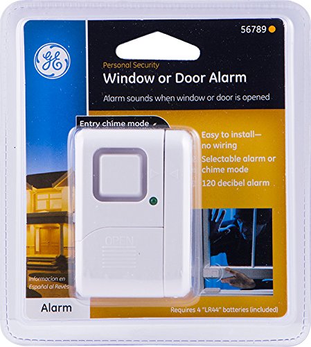 GE Personal Security Window and Door Alarm, 1 Pack, DIY Protection, Burglar Alert, Wireless Chime/Alarm, Easy Installation, Home Security, Ideal for Home, Garage, Apartment and More,White, 56789