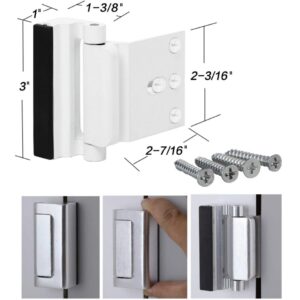 TOYFUL 2 Pack Door Reinforcement Locks with 8 Screws, Home Security Door Lock for Toddler, Childproof Door Lock Night Lock Withstand 800 Lbs White