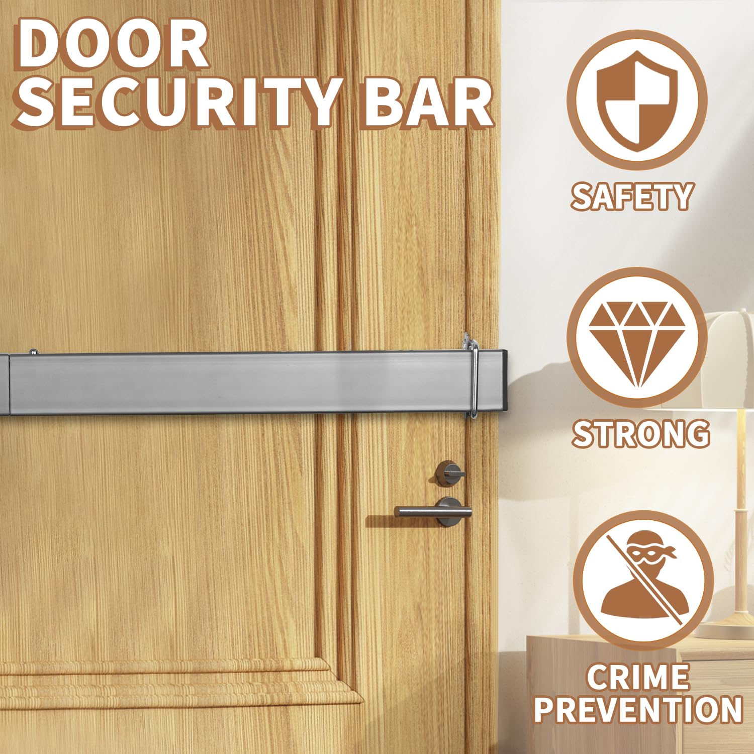 Door Security Bar Barricade Brackets Kit Set Door Stopper Home Defense Security Devices for Front Door
