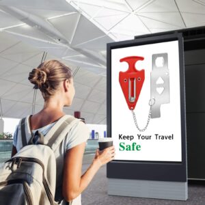 Portable Door Lock for Travel Door Lock Hotel Room Security Devices Apartment Jammer Additional Safety for Traveling Home College 2022 Upgrade (Red Combination)