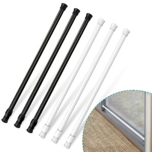 KUANVE 6 Pcs Window Security Bars, Adjustable Sliding Glass Door Bar Sliding Door Security Bar Window Safety Lock Bar with Rubber Tips for Children Home, Extends from 15.8-27.6 Inch, Black & White