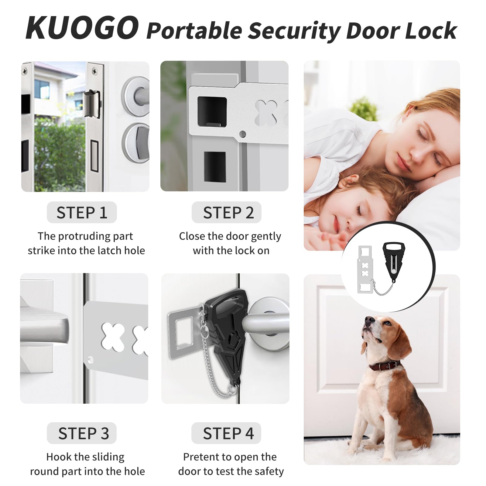 Portable Door Lock for Travel, Hotel Door Locks for Travelers, Two Function Reliable Safety Door Security Devices, Perfect for Doors in Hotel, Apartment(Upgraded)