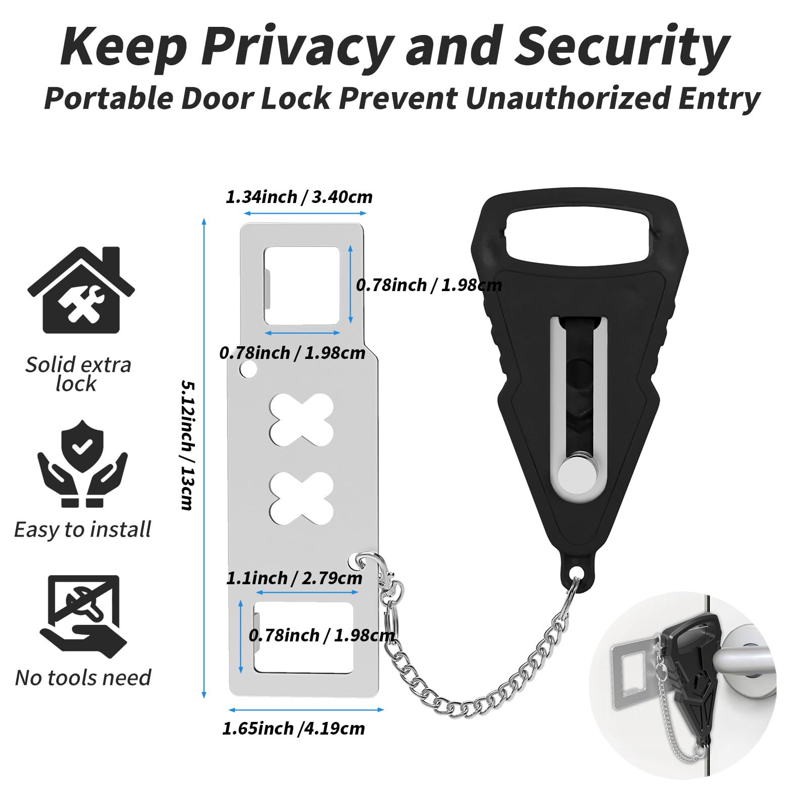 Portable Door Lock for Travel, Hotel Door Locks for Travelers, Two Function Reliable Safety Door Security Devices, Perfect for Doors in Hotel, Apartment(Upgraded)