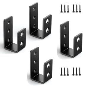 heavy duty door barricade bracket open bar security holder bracket security bar door stopper fit 2x4 lumber iron metal u bracket door gate bar holder for indoor/outdoor door security brace bar (black)