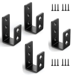 Heavy Duty Door Barricade Bracket Open Bar Security Holder Bracket Security Bar Door Stopper Fit 2x4 Lumber Iron Metal U Bracket Door Gate Bar Holder for Indoor/Outdoor Door Security Brace Bar (Black)