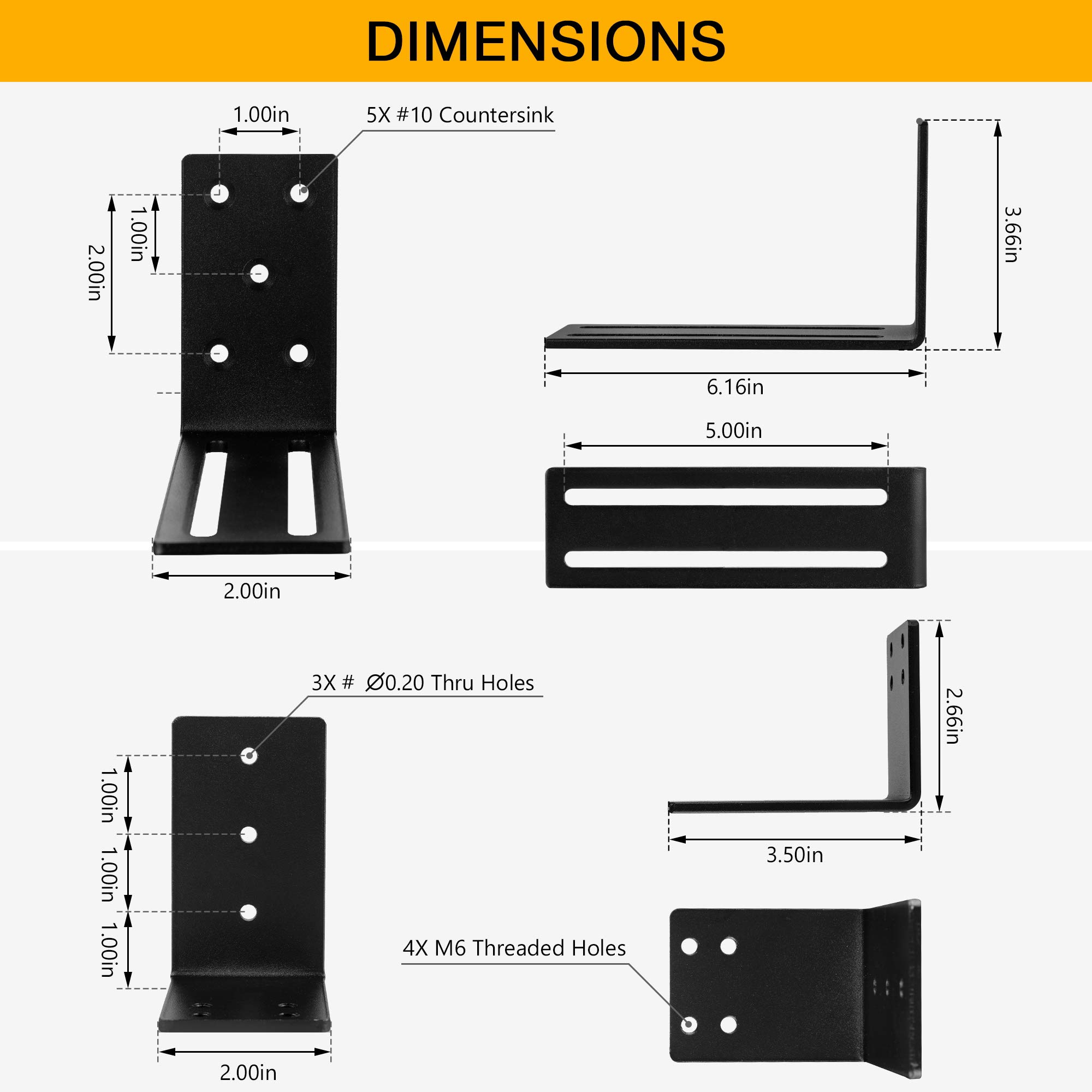 Adjustable Door Barricade Brackets (2pcs)-Drop Open Bar Holder for Security Door Reinforcement Steel U Bracket for outswing and inswing Doors or Gates