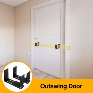 Adjustable Door Barricade Brackets (2pcs)-Drop Open Bar Holder for Security Door Reinforcement Steel U Bracket for outswing and inswing Doors or Gates