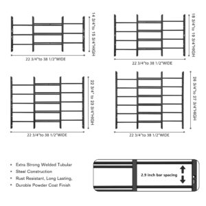 Grisham AWG Fixed Window Security Bars, (Black, 3Bars)14''H x 22''- 38''1/2 Adjustable Width Window Safety Guards for Children, Tubular Steel, Rust Resistant