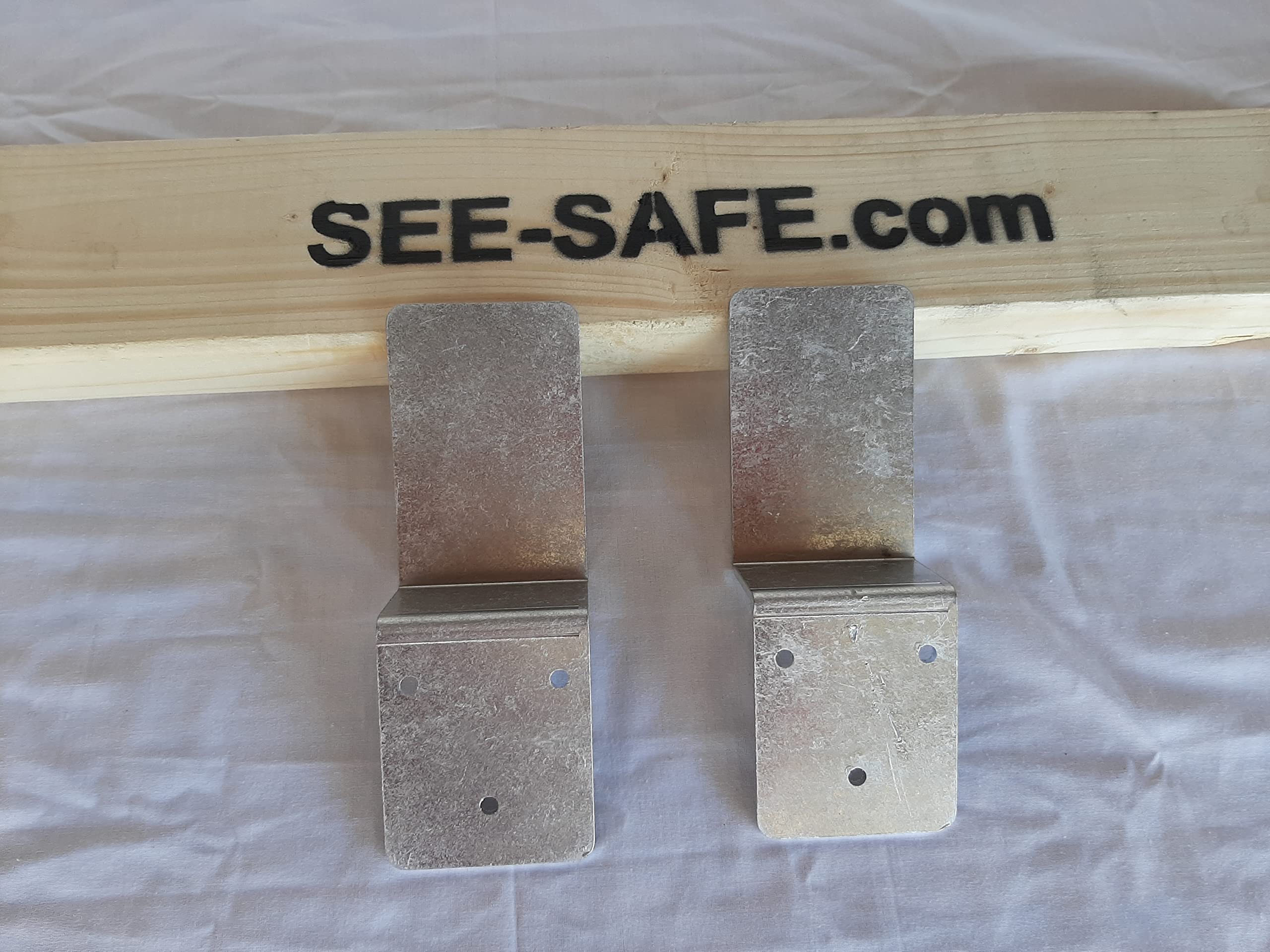 SEE-SAFE Drop Open Bar Security Barn Door Lock Brackets Fits 2x4 Boards 3" Wide 1 Pair Stopper Jammer Barricade