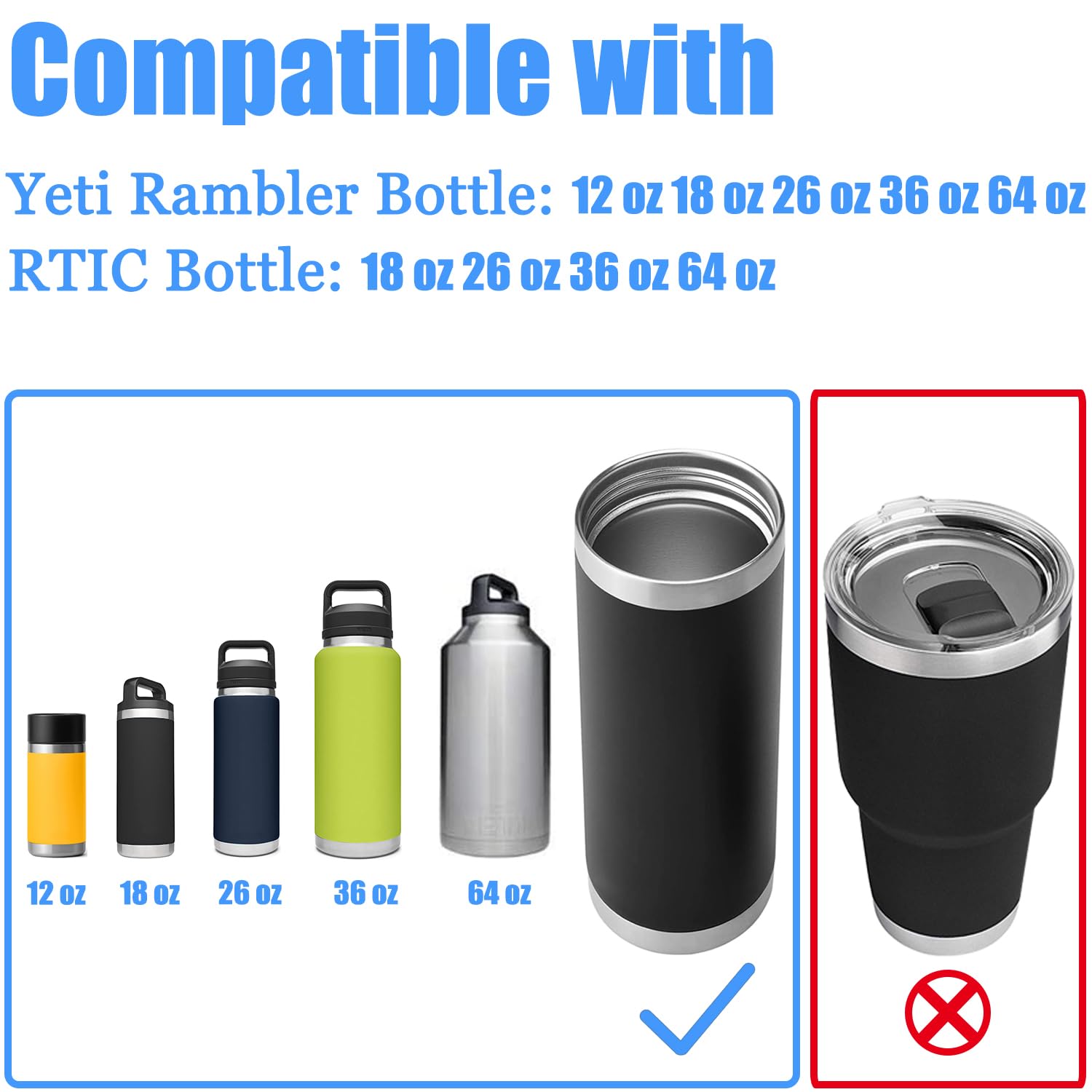 Straw Cap for YETI Straw Lid Replacement - Soft Bite Valve Top for YETI Rambler 36 oz 26 oz 18 oz Jr 12 oz 64 oz Bottle and RTIC Water Bottle Flexible Handle Straw Lid Accessories
