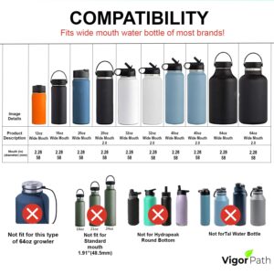 VIGOR PATH Spout Lids for Hydro Flask Wide Mouth Bottles (12oz-64oz) - BPA-Free Sports Cap Top Replacement Fits Most Wide Mouth Sports Water Bottles - (Set of 2)