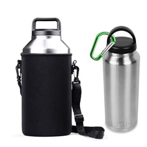 water bottle sleeve, water bottle sling for 64oz rambler ozark rtic stainless steel bottle 64oz, hydro flask 64 oz, neoprene tumbler travel holder bag with removable shoulder strap(no bottle)