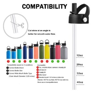 LLCJYYCY Straws Lid for HydroFlask Wide Mouth, Flex Straw Lid for HydroFlask Wide Mouth 40 32 20 18 12 oz, Flexible Handle Replacement Lid Straws Cap Top Accessories (Black)